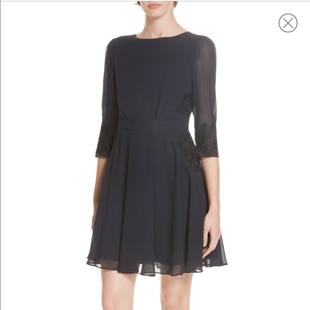 Ted Baker London Embroidered Navy Dress